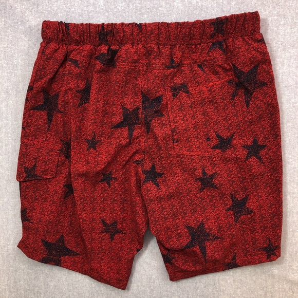 8" No Retreat Red Navy Star Print Swim Trunk S M - Picture 4 of 7